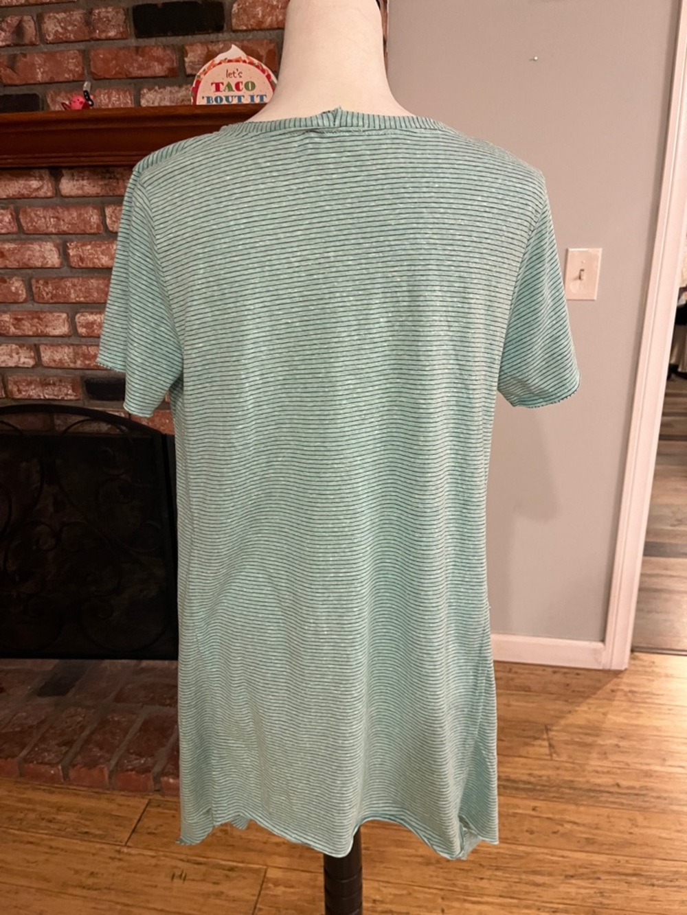 Haden Relaxed Mint Striped Short Sleeve Tunic - Picture 2 of 2
